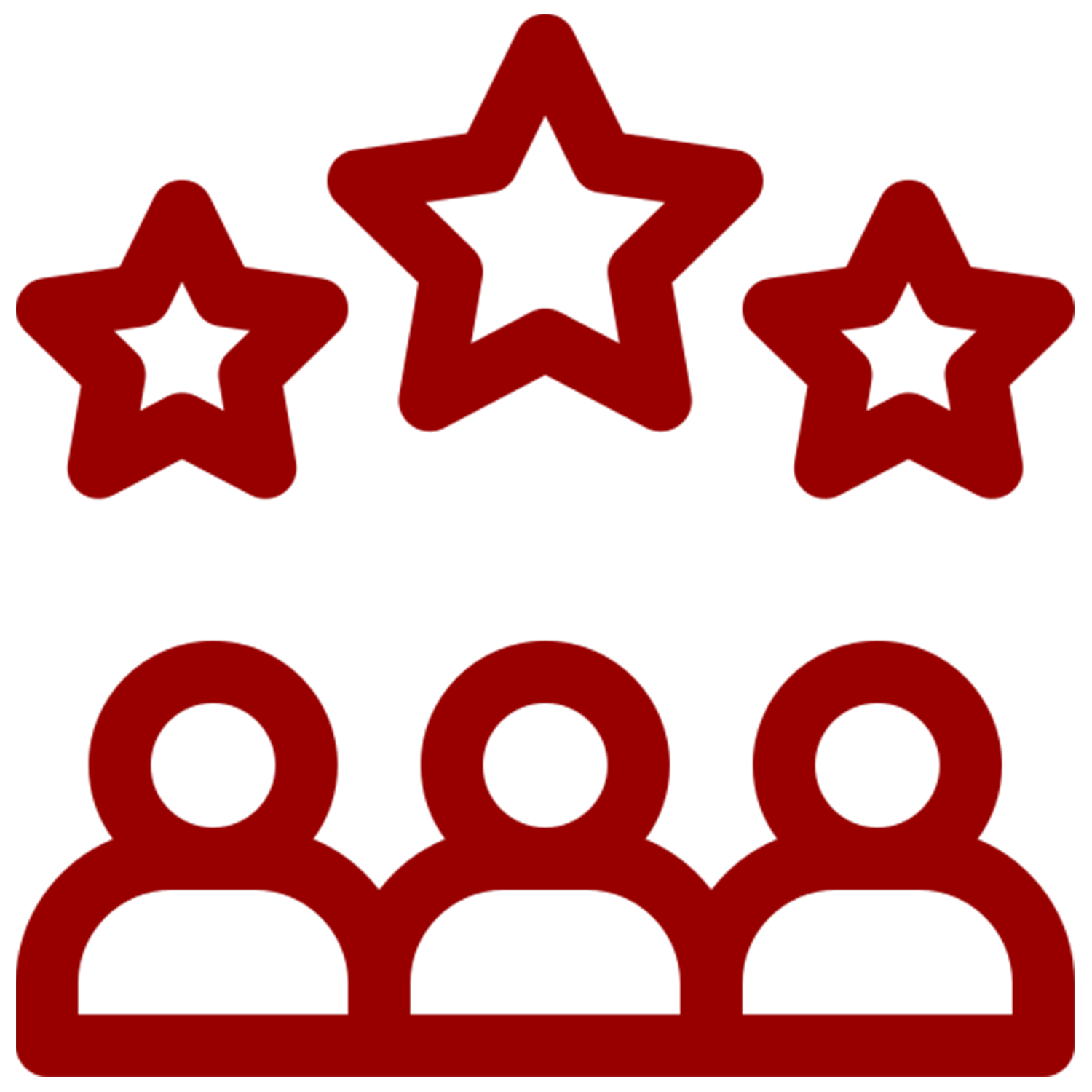 Icon showing 3 people outlines with stars about to signify renowned faculty