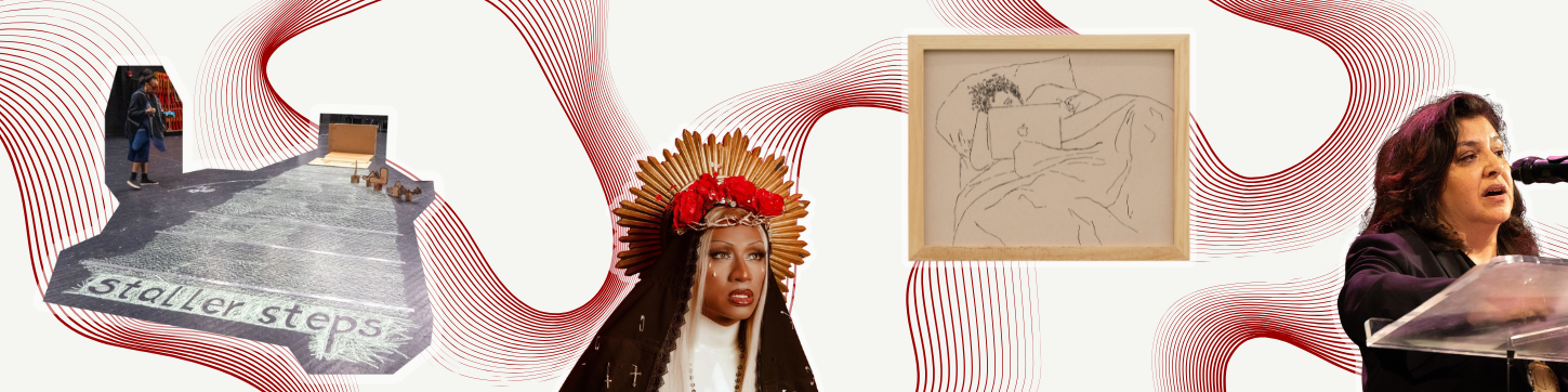 HISB Visiting Artists artwork collage decorative banner for HISB Visiting Artists