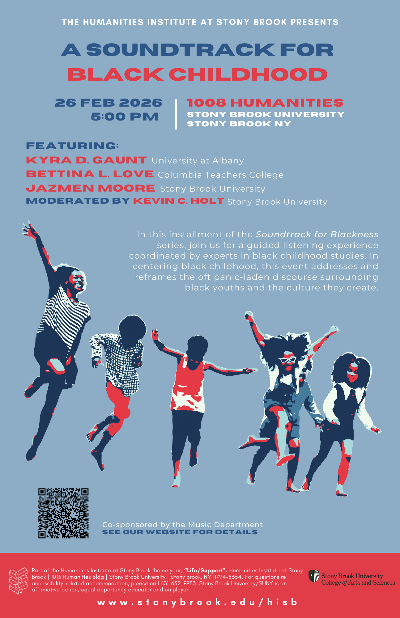 A Soundtrack for Black Childhood Spring 2026 poster poster with painted figures of black children jumping