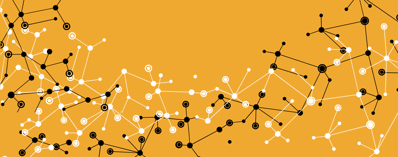 graphic representation of black an white molecules on yellow background