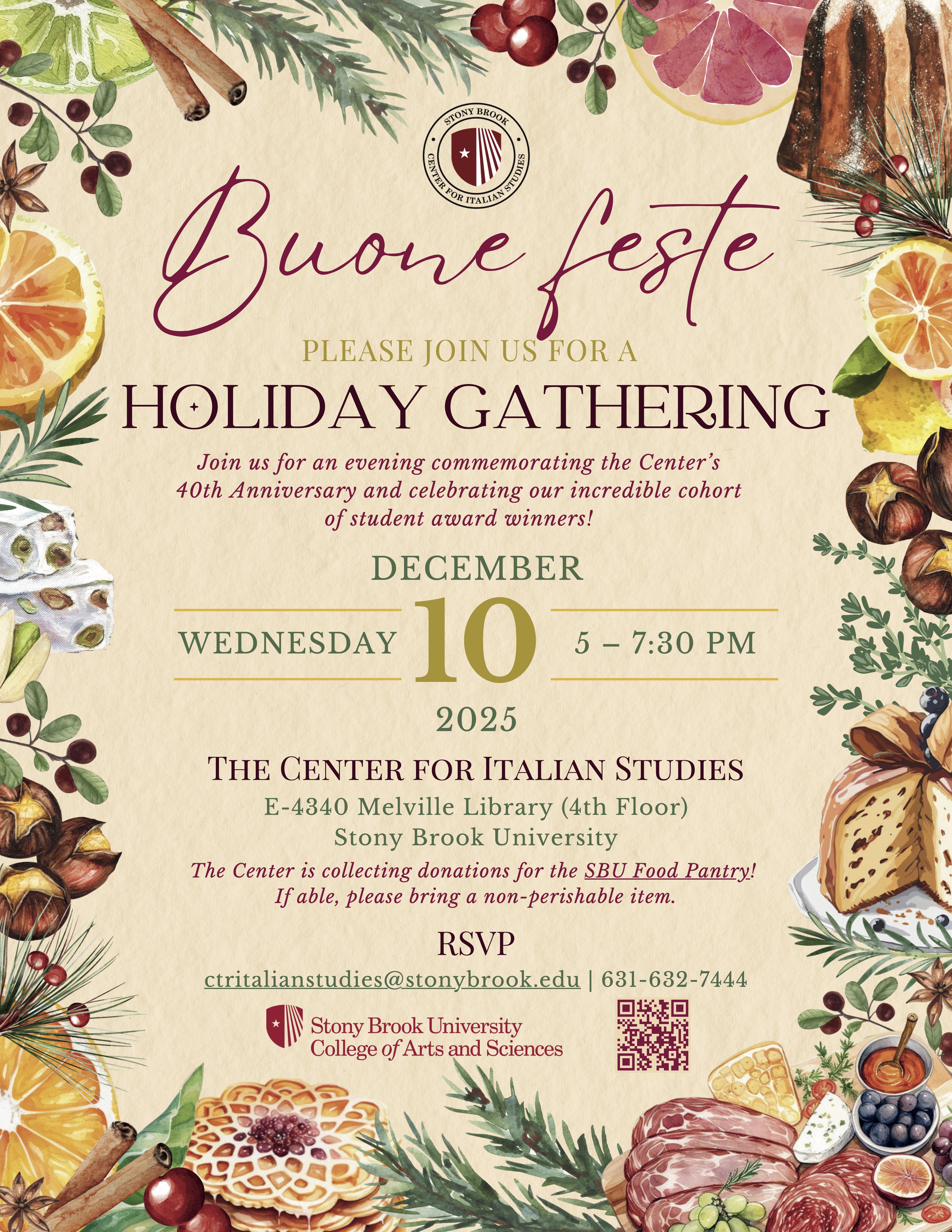 flyer advertising the Center's annual holiday gathering. Information on the flyer is the same as what's on the site. Click the flyer for a pdf version