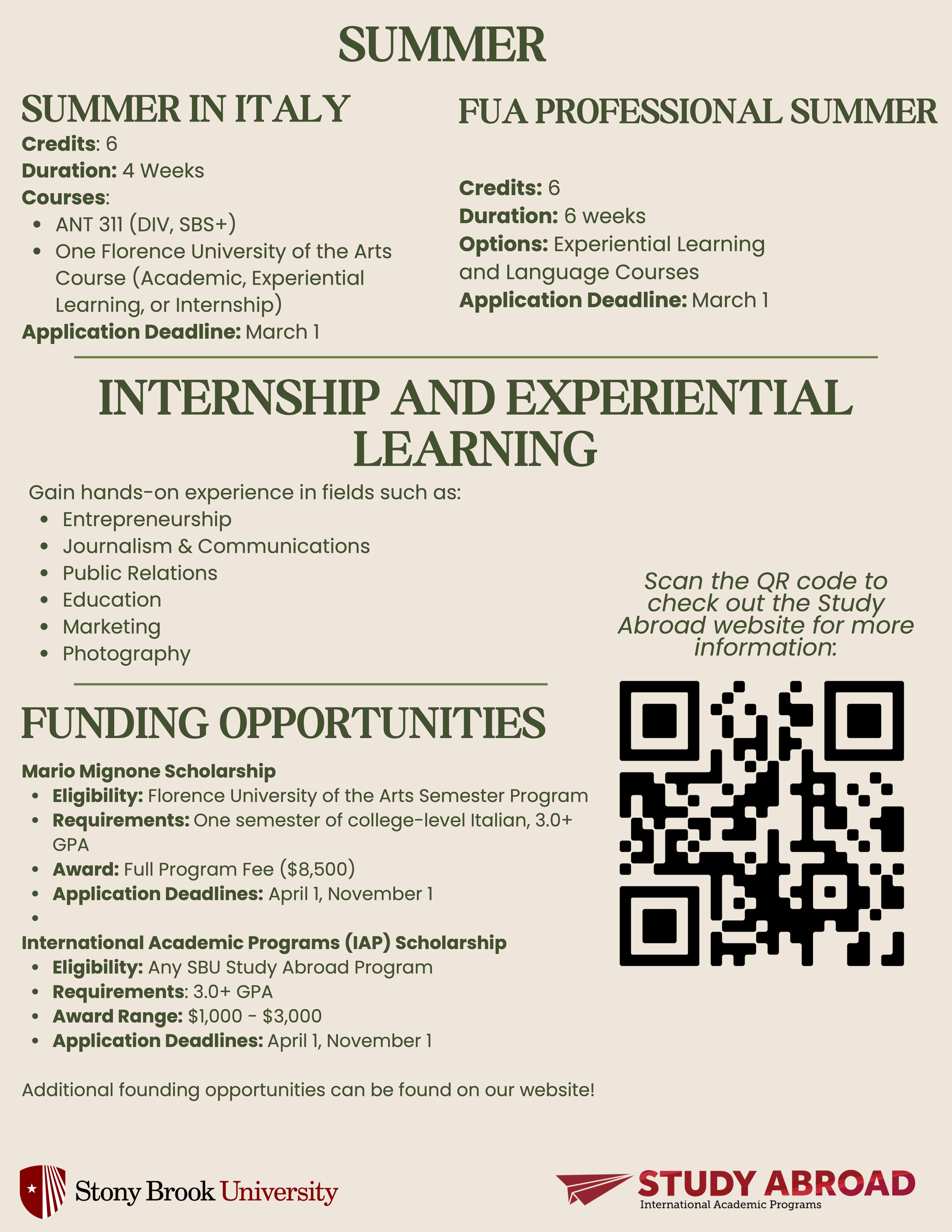 poster advertising the study abroad program in Italy. Click on the poster to open it in full view as a pdf