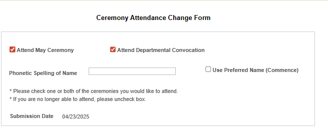 Imagine showing the cereomony attendance change form